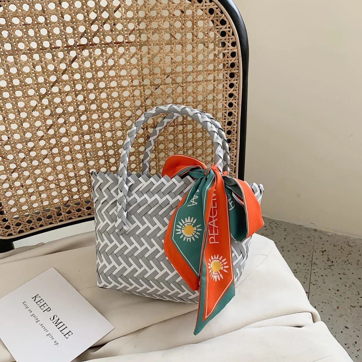 TEEK - Contrast Woven Ribbon Handbag