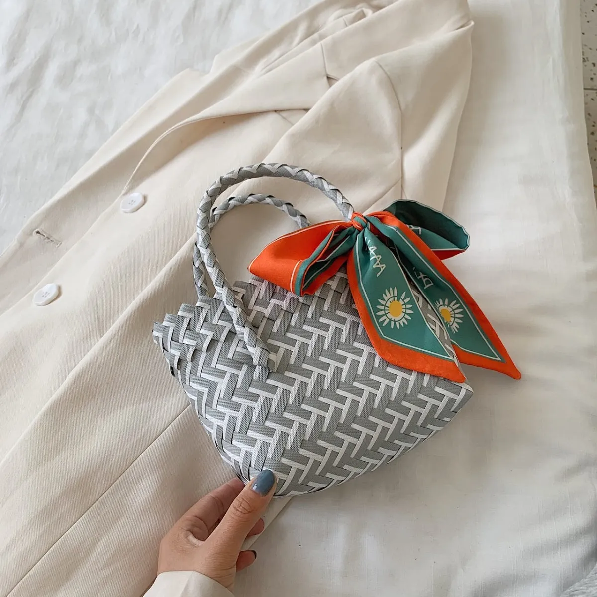 TEEK - Contrast Woven Ribbon Handbag