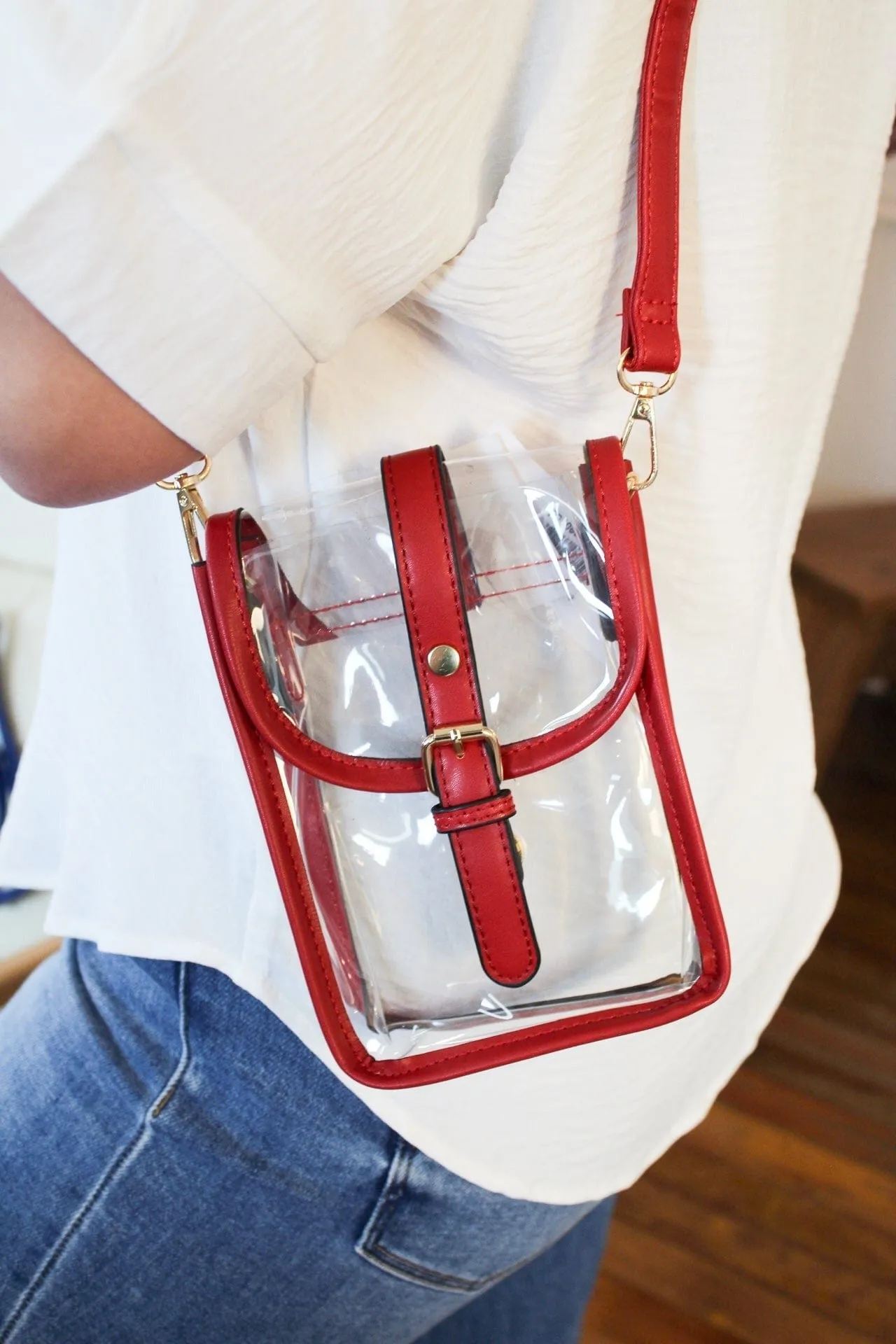 TG10608 Game Day Clear Buckle Strap Mini Crossbody Bag