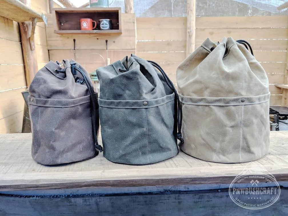 The Cedar Bucket Bag with Outside pockets Available in 5 sizes Perfect for Organizing Your Kit