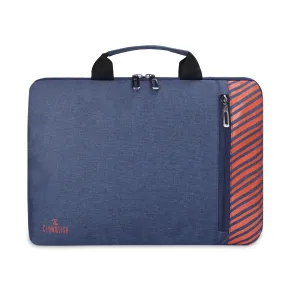 The Clownfish Combo of Rex Series Polyester 14 inch Laptop Sleeve with Comfortable Carry Handle & Scholar Series Multipurpose Polyester Travel Pouch Pencil Case Toiletry Bag (Blue)