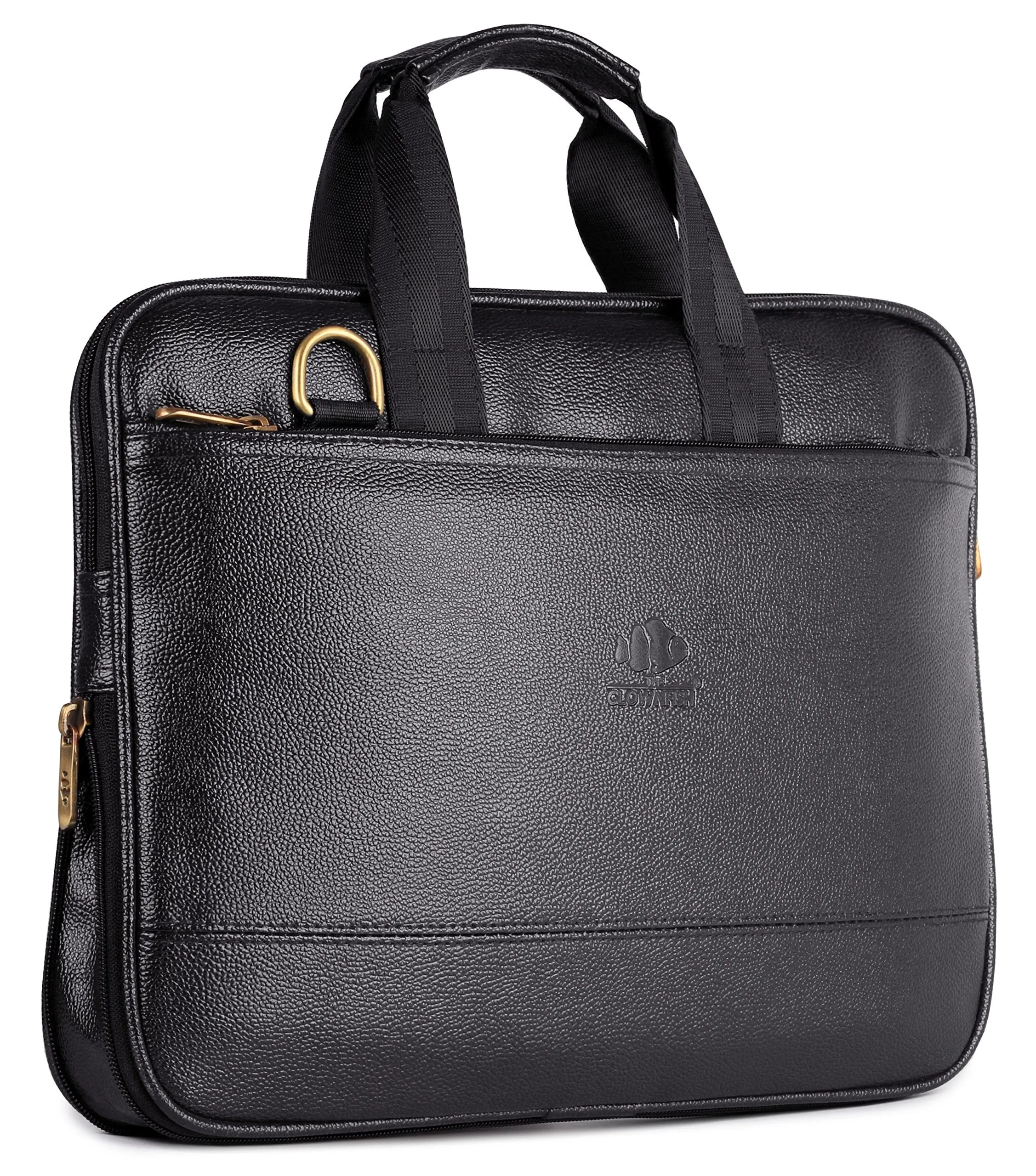 THE CLOWNFISH Vegan Leather 8.4 Liters Briefcase |Slim Expendable Bag| |Mac Air| Up to 14 inch laptop size|Laptop Bag|Macbook|Pro Macbook Air|Slim Bag (Brown)