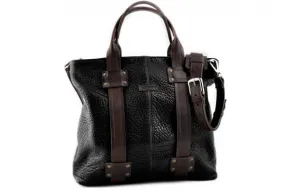 The Forli Buffalo Leather Tote - Onyx/Walnut