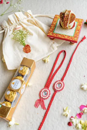 The Rakhi Hamper 5 - Embroidered Rakhi and Lumba set