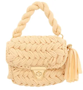 Tiered Monogram Raffia Bag with Tassel