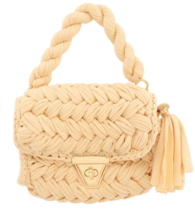 Tiered Monogram Raffia Bag with Tassel