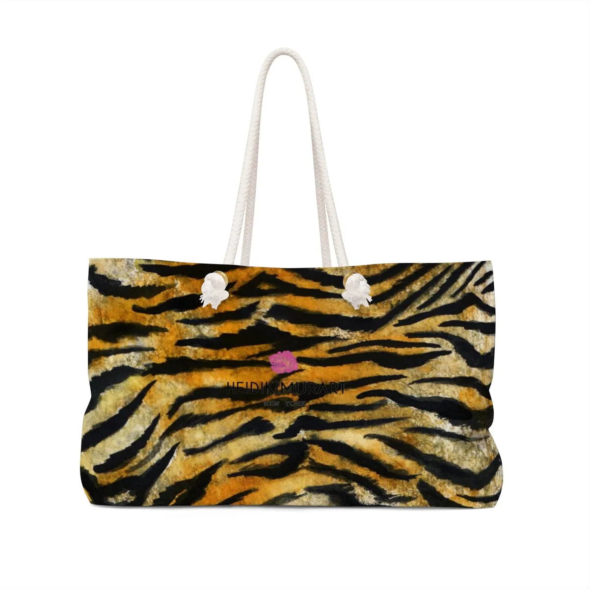 Tiger Stripe Print Weekender Bag, Animal Pattern Print 24"x13" Oversized Bag- Made in USA