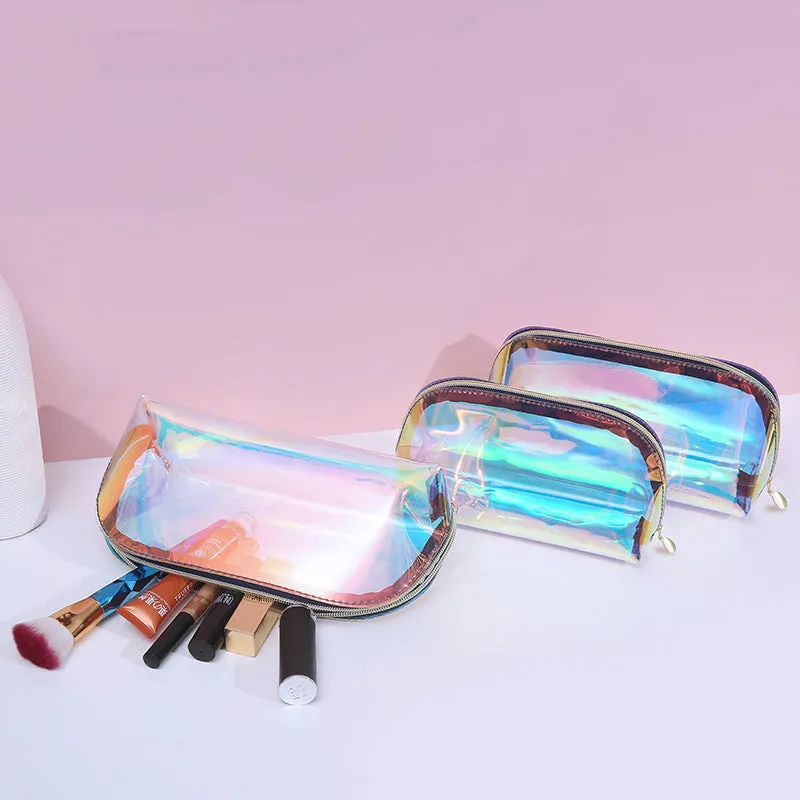 Transparent Cosmetic Bag Waterproof TPU Colorful Semi-circular Lipstick Storage Bag Travel