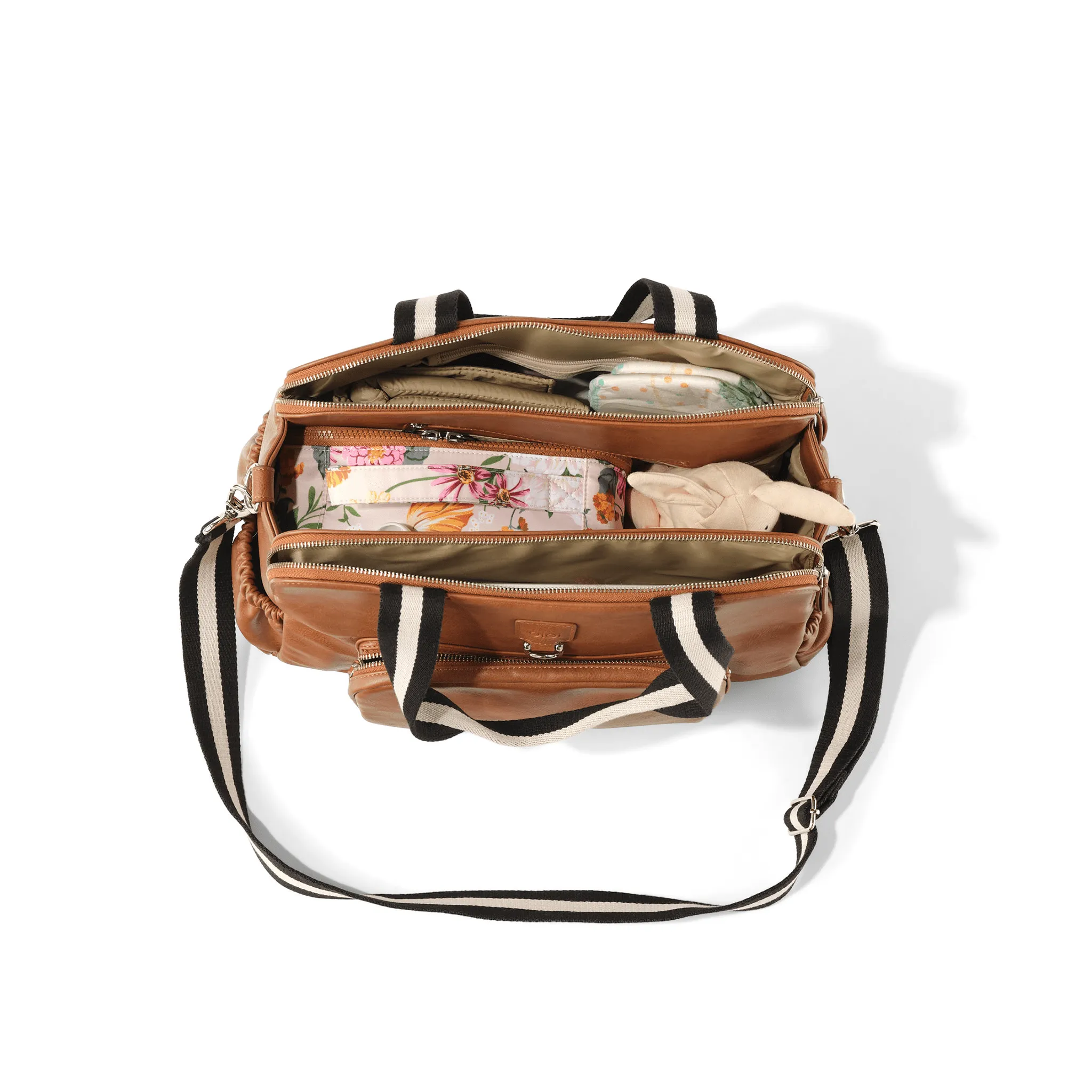 Triple Tote Nappy Bag - Tan Vegan Leather