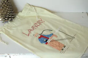 Vintage 1950s Laundry Bag with a Chinese Laundress