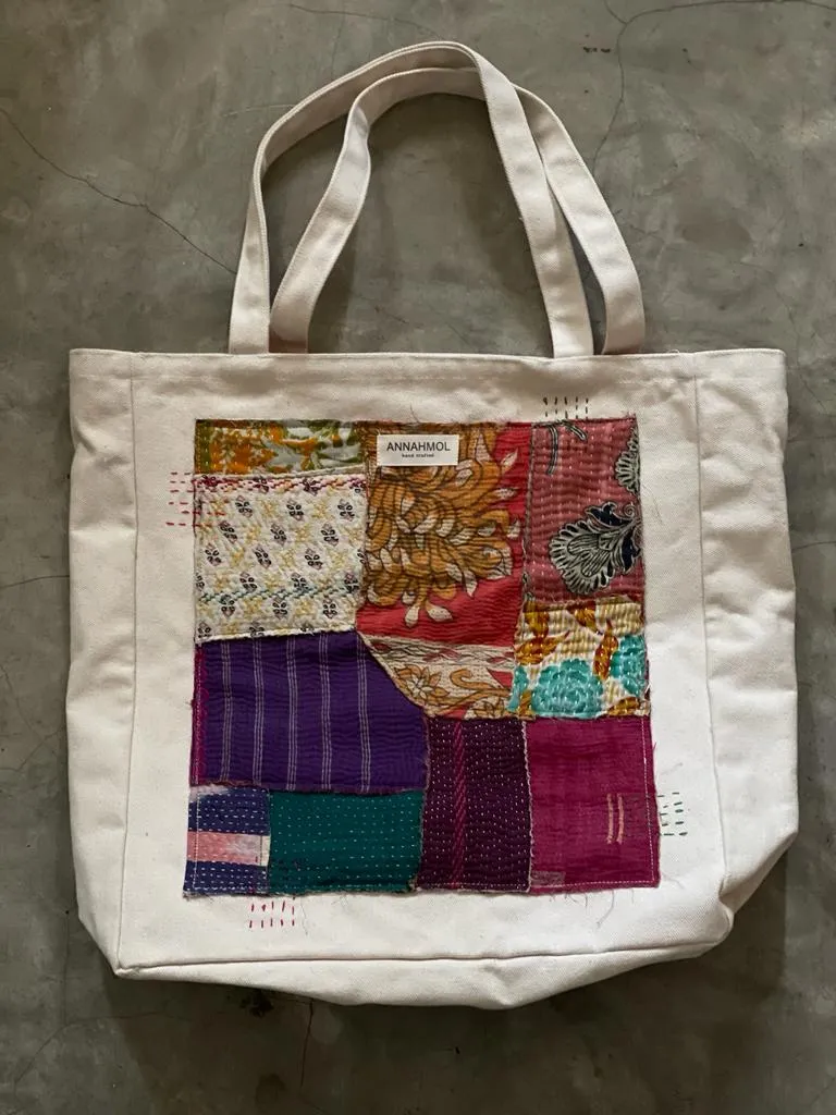 Vintage Kantha Patch Tote