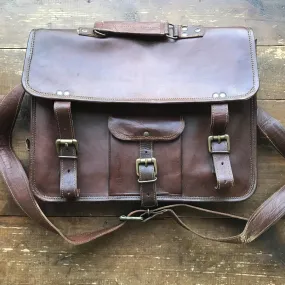 Vintage Leather Satchel Briefcase. Brown Leather Attache. Unique Backpack. Office Decor. Graduation Gift. Fathers Day Gift. Gift for Him.