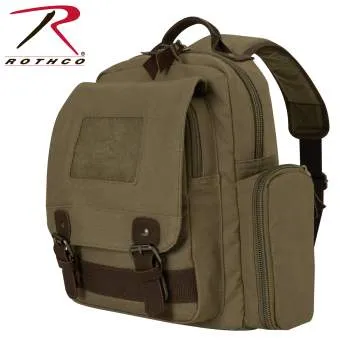 Vintage Style Canvas Sling Backpack - Olive Drab