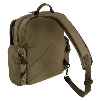 Vintage Style Canvas Sling Backpack - Olive Drab