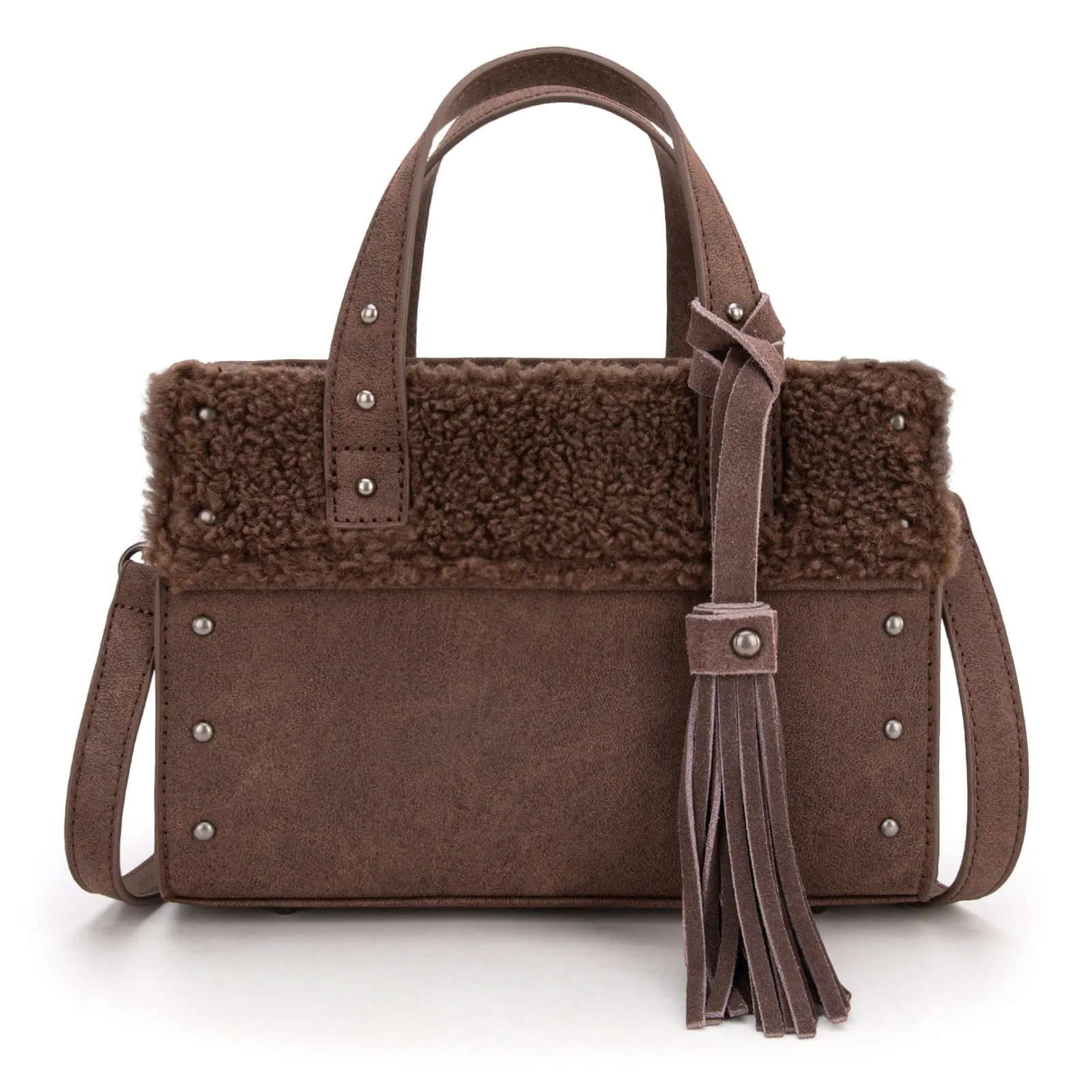 WG160-6011  Wrangler Sherpa Tote Crossbody - Coffee