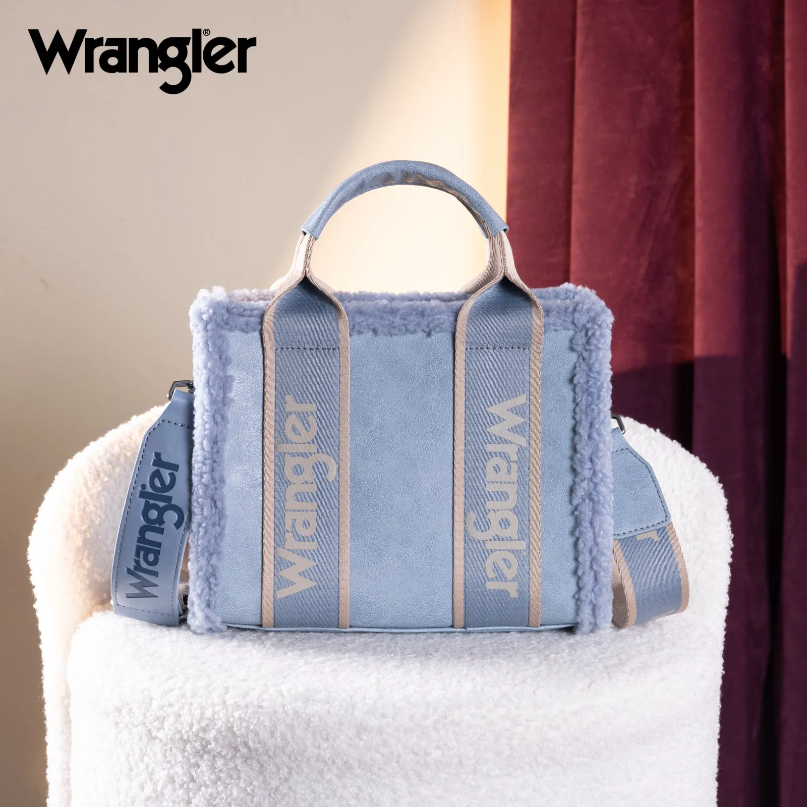 WG181-8120S  Wrangler Sherpa  Small Canvas Tote/Crossbody - Jean