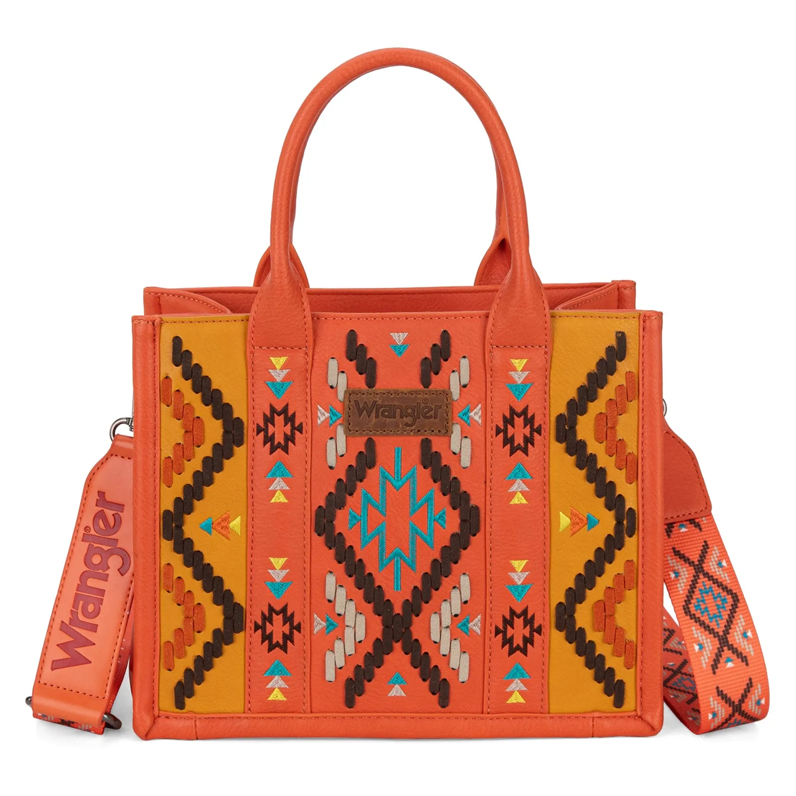 WG2214-8120  Wrangler Aztec Embroidered Tote/Crossbody - Orange