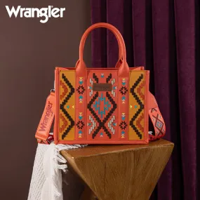 WG2214-8120  Wrangler Aztec Embroidered Tote/Crossbody - Orange