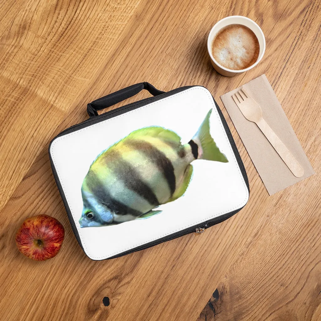 White and Black Striped Fish Lunch Bag