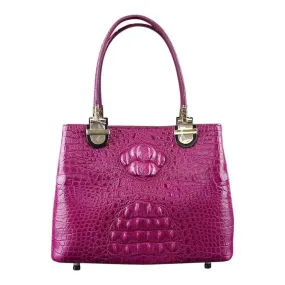 Women's Crocodile Leather Shopper Crossbody Handbag Purse