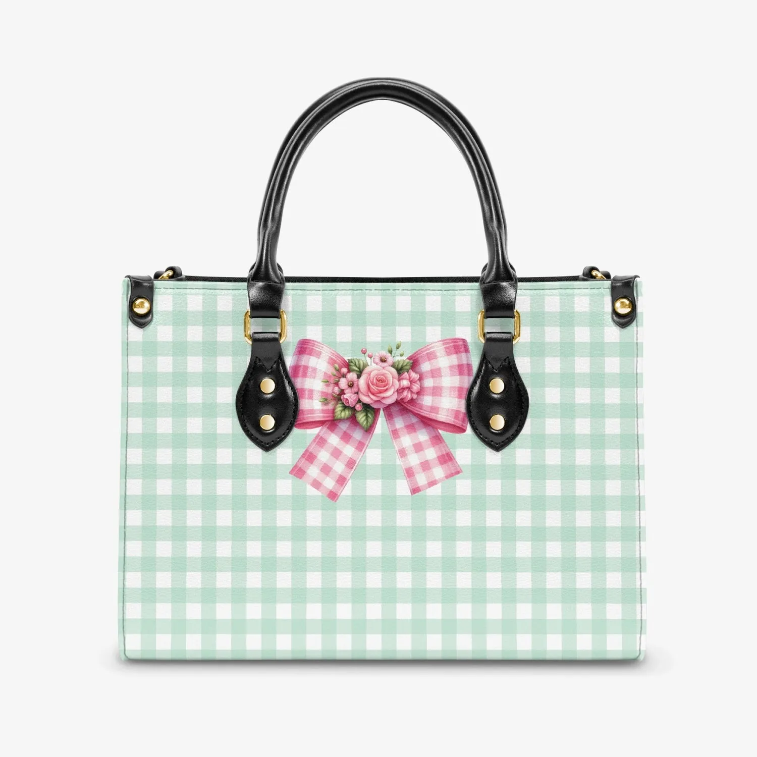 Women's Tote Bag - Rockabilly - Green Ribbon Plaid Sml Squares