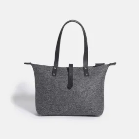 Wool Felt Tote Bag with Zip - Grey