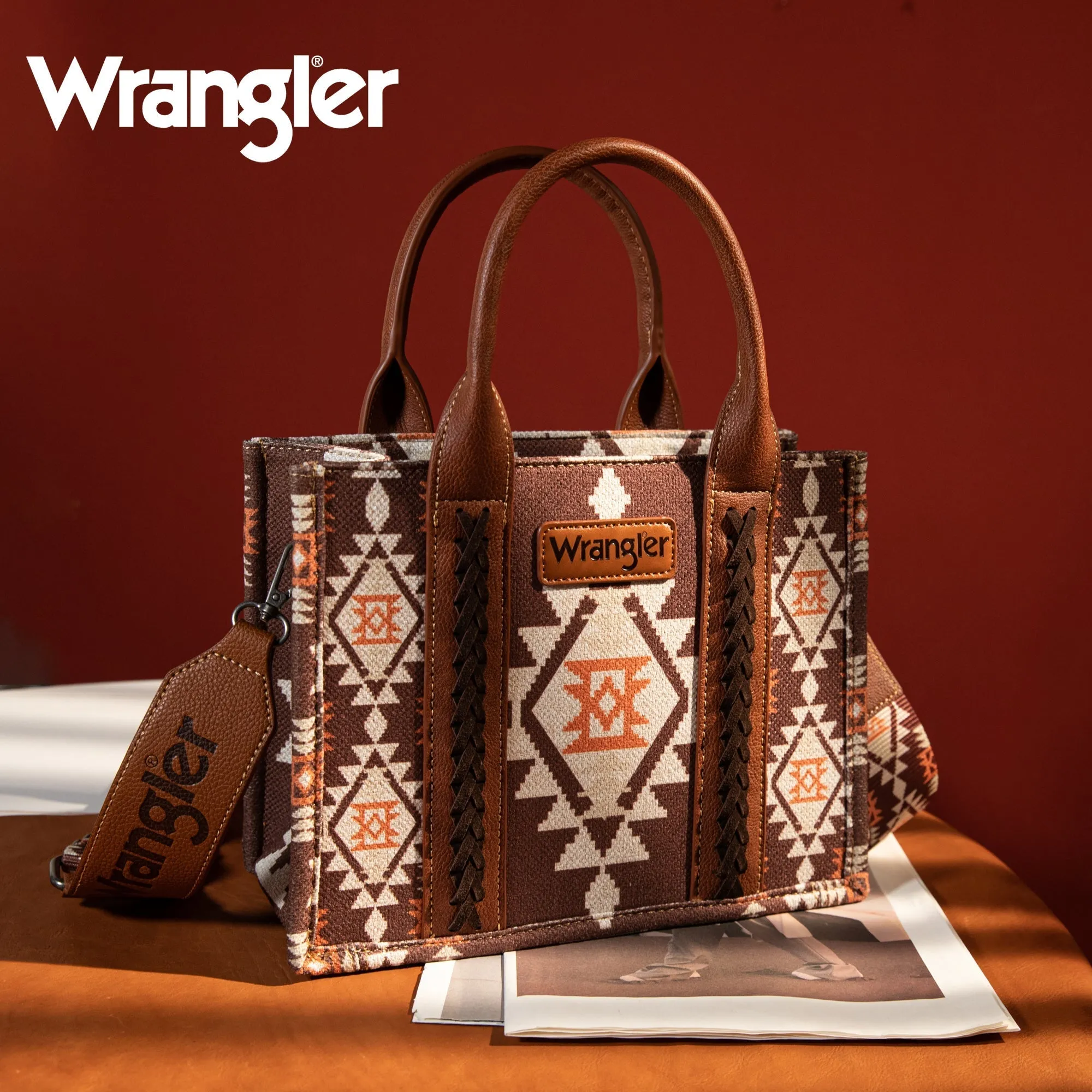 Wrangler Southwestern Print Small Canvas Tote/Crossbody Bag (WG2203-8120SCF)