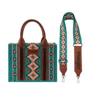 Wrangler Women's Southwestern Dual Sided Print Turquoise Crossbody/Canvas Tote WG2203-8120STQ