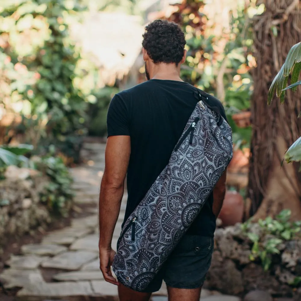 Yoga Mat Bag - Mandala Charcoal - Best For Travel To Studio or Gym