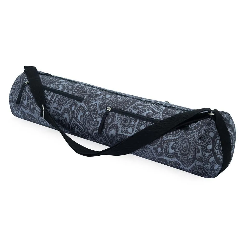 Yoga Mat Bag - Mandala Charcoal - Best For Travel To Studio or Gym