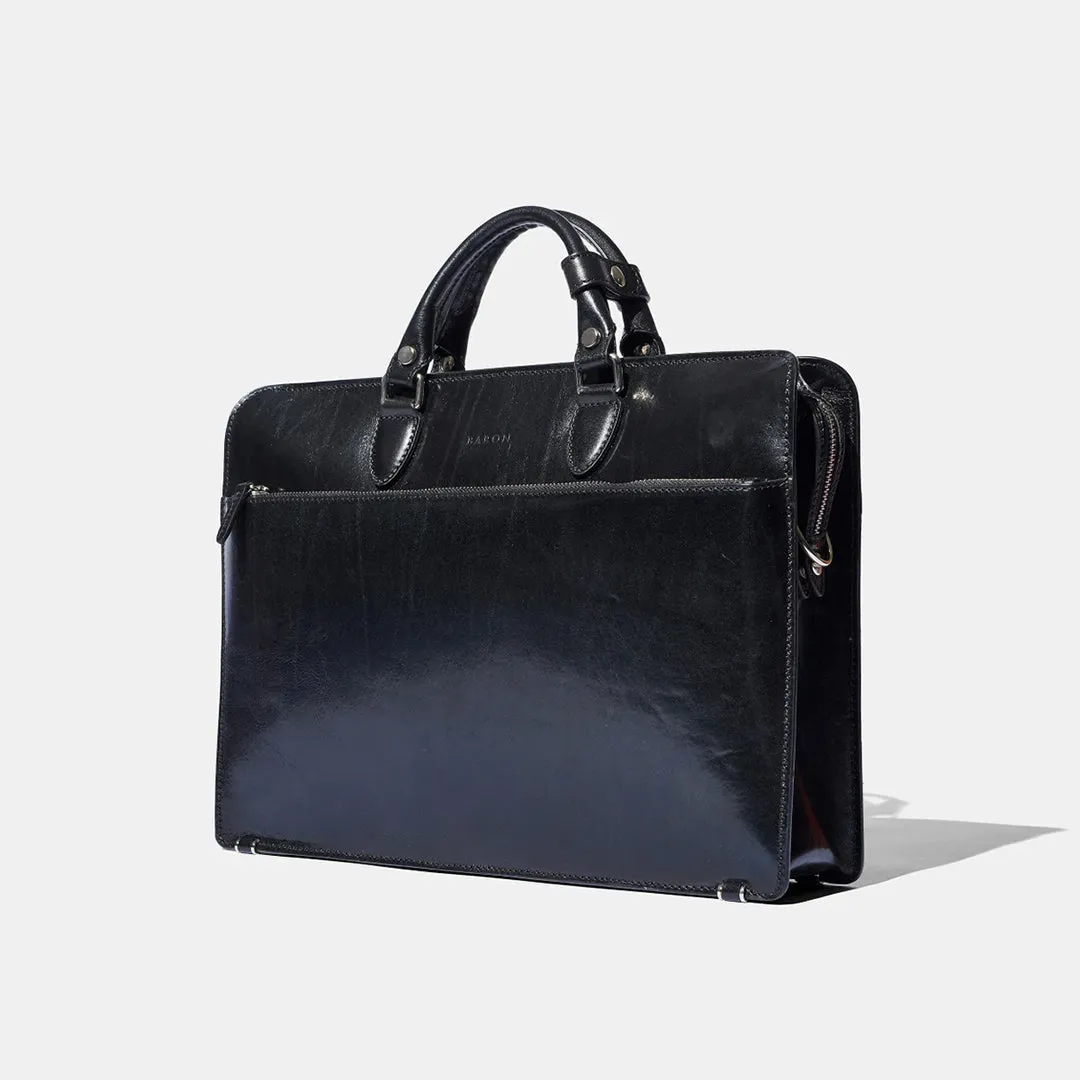 Zip Briefcase - Black Leather by Baron